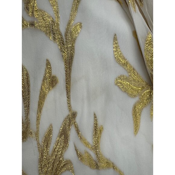 Aidan Mattox White & Gold Embroidered Silk Dress Size 4 - Picture 6 of 16